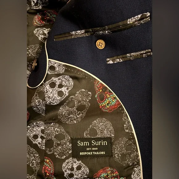 Sam Surin Men's Custom Wool Blazer Navy Big & Tall
